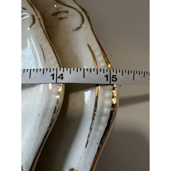 Vintage Crown Potteries Co. Set Of 2 Large Oval Serving Platters Ivory With Gold - Picture 13 of 15